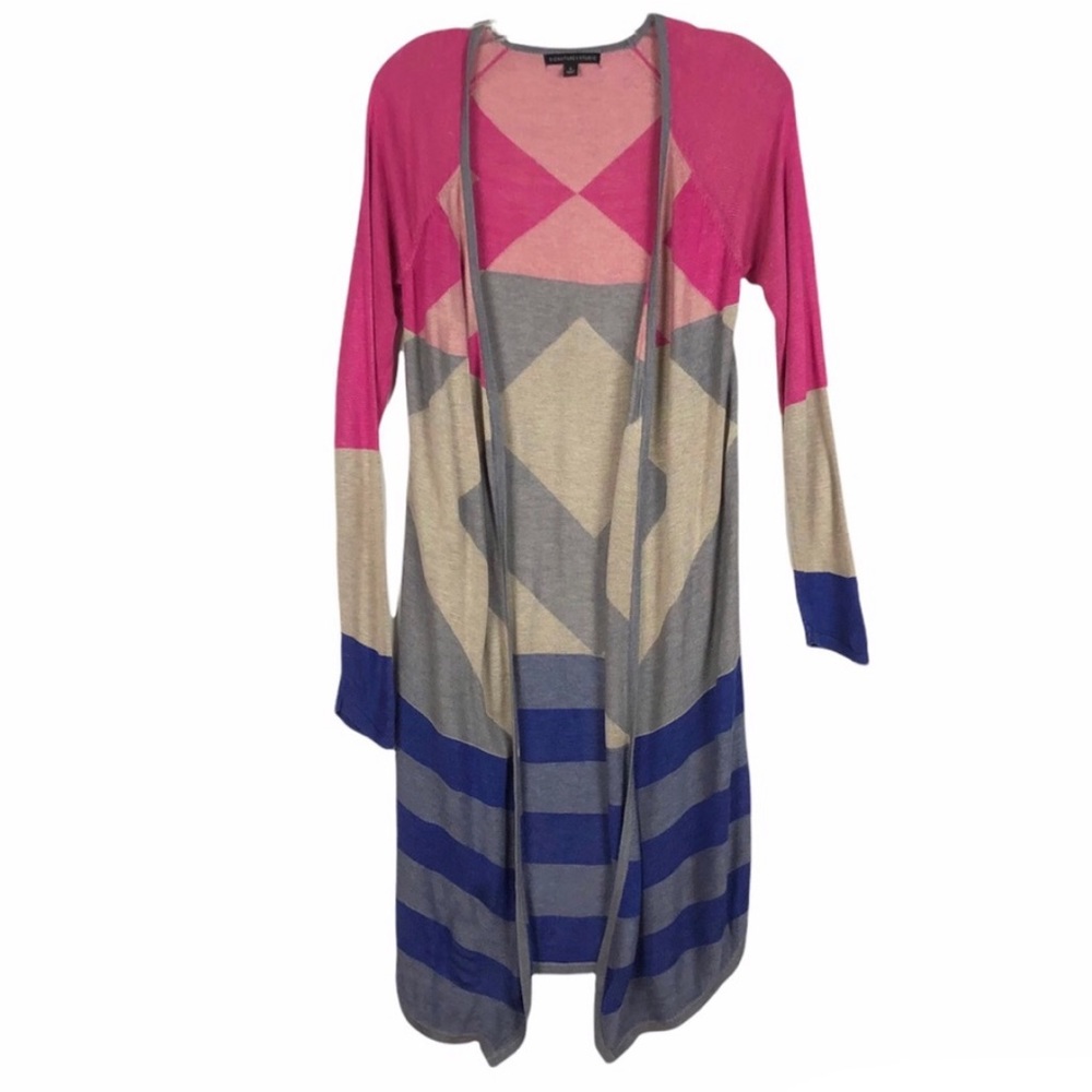Signature Studio Multicolored Long Open Front Cardigan